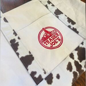 Trader Joe's Canvas Tote Bag with Cow Print (Hat)